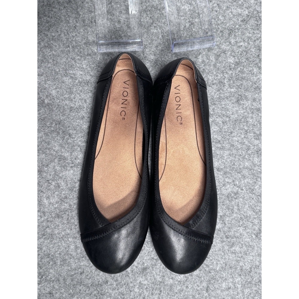 Vionic Caroll Ballet Shoes Black Leather Women's Size 8 - Picture 3 of 10